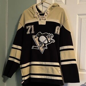 NHL Old Time Hockey Pittsburgh Penguins Laced Jersey Hoodie (Malkin #71)
